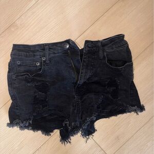 Aeropostale Black Vintage High Rise Frayed Jean Shorts